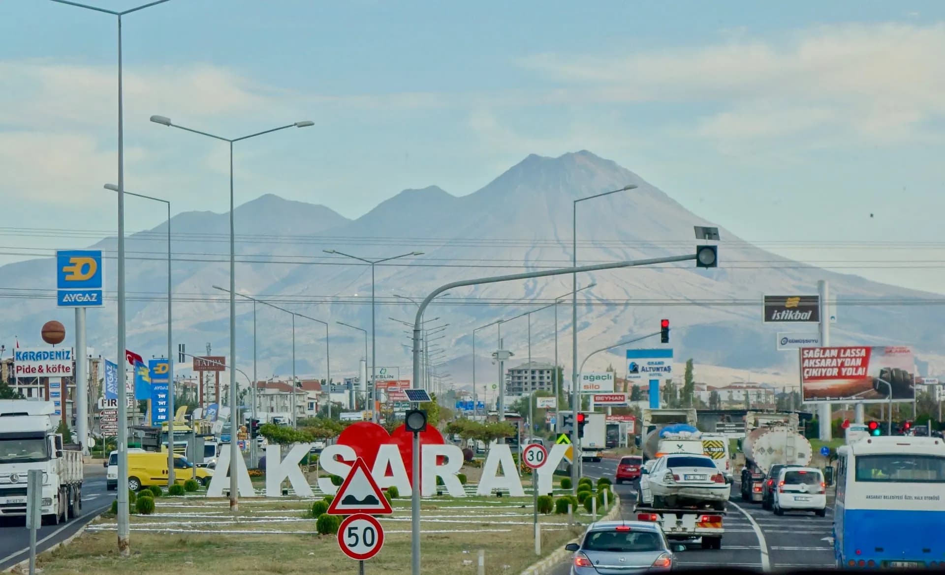 Aksaray city with the 3,253-metre Mount Hasan in the background