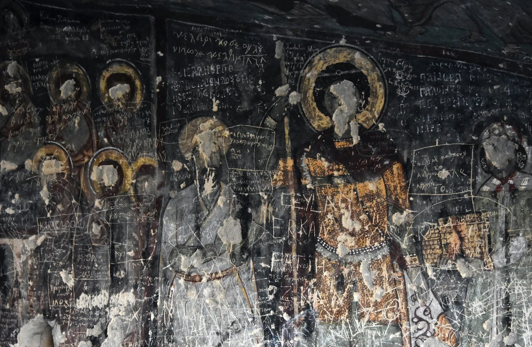 Fresco of Basil Giakoupes and Tamar flanking Saint George in the Kırkdamaltı (St George) Church